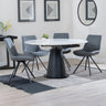 Madison White Ceramic 4 Seater Round Extending Dining Set - Messina Fabric Swivel Dining Chair