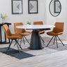 Madison White Ceramic 4 Seater Round Extending Dining Set - Messina Fabric Swivel Dining Chair