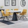 Madison White Ceramic 4 Seater Round Extending Dining Set - Messina Fabric Swivel Dining Chair