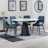 Madison White Ceramic 4 Seater Round Extending Dining Set - Stansbury Fabric Dining Chair