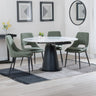 Madison White Ceramic 4 Seater Round Extending Dining Set - Stansbury Fabric Dining Chair