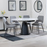 Madison White Ceramic 4 Seater Round Extending Dining Set - Stansbury Fabric Dining Chair
