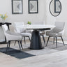 Madison White Ceramic 4 Seater Round Extending Dining Set - Torres Fabric Swivel Dining Chair