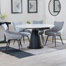 Madison White Ceramic 4 Seater Round Extending Dining Set - Torres Fabric Swivel Dining Chair