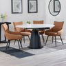 Madison White Ceramic 4 Seater Round Extending Dining Set - Torres Fabric Swivel Dining Chair