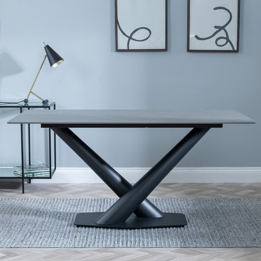 Evelyn 6 Seater Ceramic Dining Table with V Base - 160cm