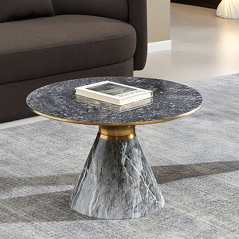 Maria Ceramic Round Coffee Table with Gold Trim