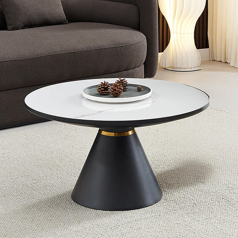Maria Ceramic Round Coffee Table with Gold Trim