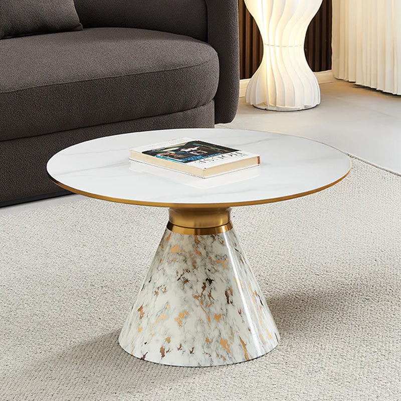 Maria Ceramic Round Coffee Table with Gold Trim