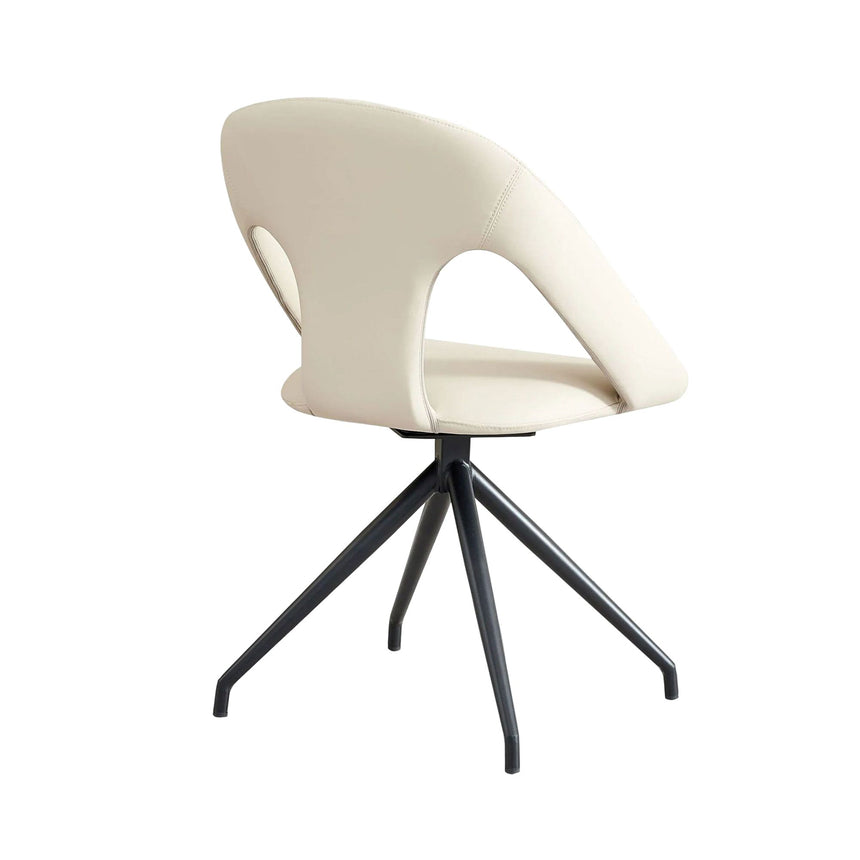 Set of 2 Vittorio Faux Leather Swivel Dining Chair with Black Legs