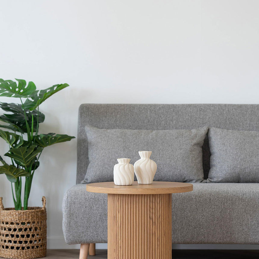 Marlow 2 Seater Click Clack Sofa Bed - Grey Fabric - Natural Legs