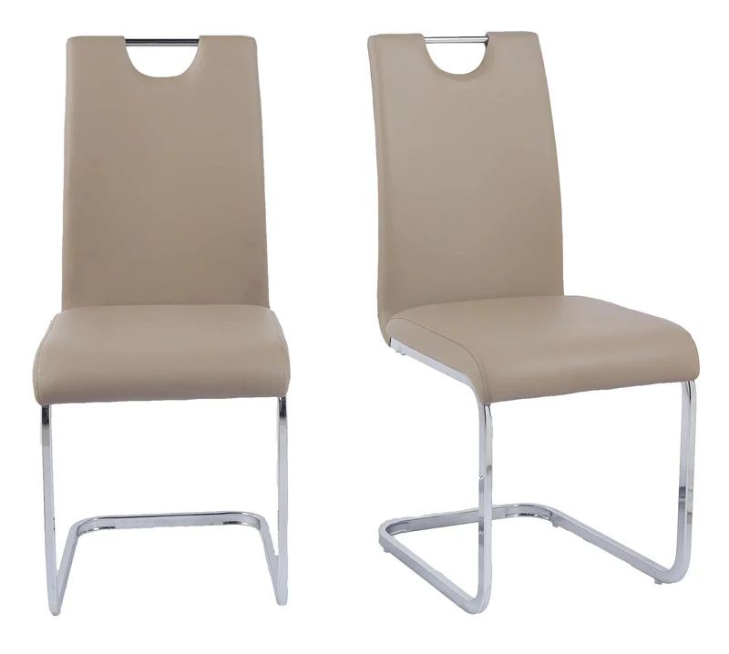 Set of 2 Marsala Faux Leather Dining Chair and Chrome Cantilever Base