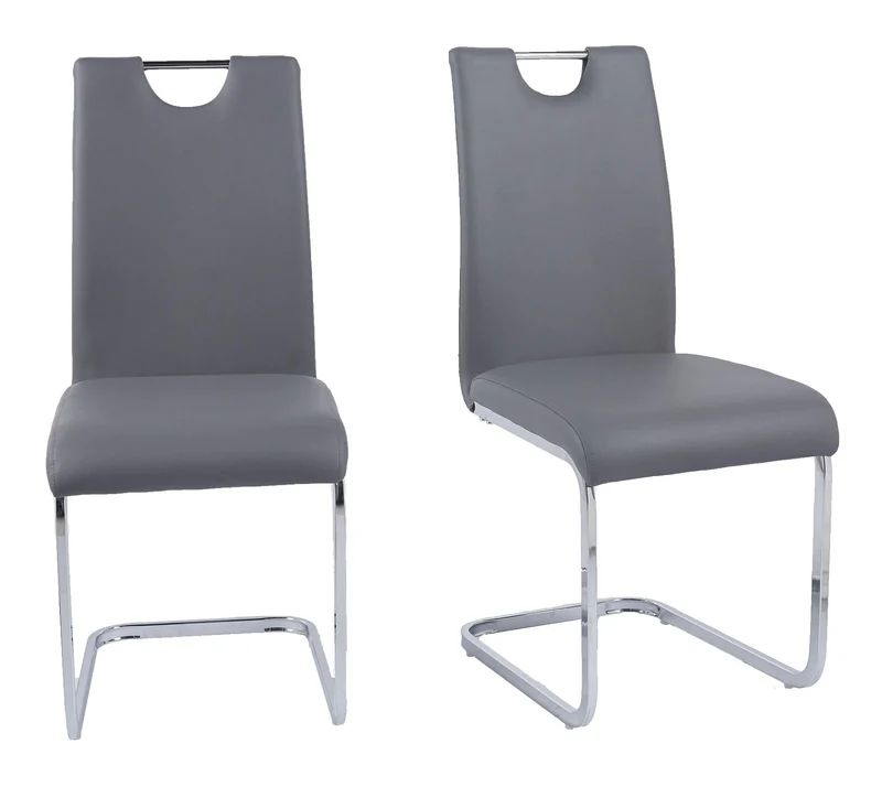 Set of 2 Marsala Faux Leather Dining Chair and Chrome Cantilever Base