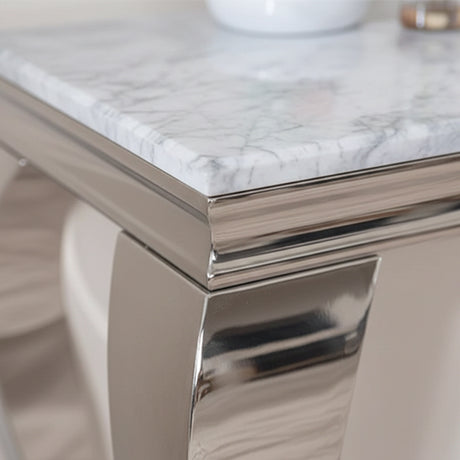 Matera Grey Marble and Chrome Console Table