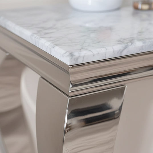 Matera Grey Marble and Chrome Console Table