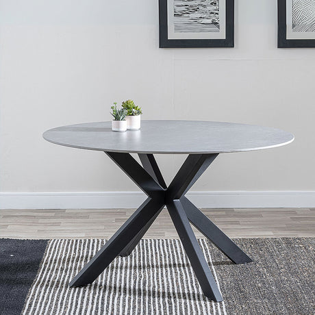 Megan 130cm Ceramic Round Dining Table with Black Star Base