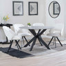 Megan Grey Ceramic 4 Seater Round Dining Set - Burano Velvet Fabric Swivel Dining Chair