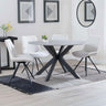 Megan Grey Ceramic 4 Seater Round Dining Set - Messina Fabric Swivel Dining Chair