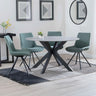 Megan Grey Ceramic 4 Seater Round Dining Set - Messina Fabric Swivel Dining Chair