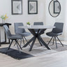 Megan Grey Ceramic 4 Seater Round Dining Set - Messina Fabric Swivel Dining Chair