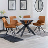 Megan Grey Ceramic 4 Seater Round Dining Set - Messina Fabric Swivel Dining Chair