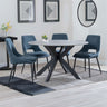Megan Grey Ceramic 4 Seater Round Dining Set - Stansbury Fabric Dining Chair
