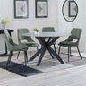 Megan Grey Ceramic 4 Seater Round Dining Set - Stansbury Fabric Dining Chair