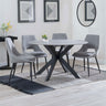 Megan Grey Ceramic 4 Seater Round Dining Set - Stansbury Fabric Dining Chair