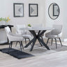 Megan Grey Ceramic 4 Seater Round Dining Set - Torres Fabric Swivel Dining Chair
