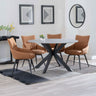 Megan Grey Ceramic 4 Seater Round Dining Set - Torres Fabric Swivel Dining Chair