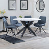 Megan White Ceramic 4 Seater Round Dining Set - Messina Fabric Swivel Dining Chair