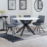 Megan White Ceramic 4 Seater Round Dining Set - Messina Fabric Swivel Dining Chair