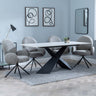Veneto White Ceramic Dining Set - Altavista Grey Fabric Swivel Dining Chair