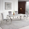 Milan Grey Marble and Chrome Dining Set - Velvet Fabric Chairs