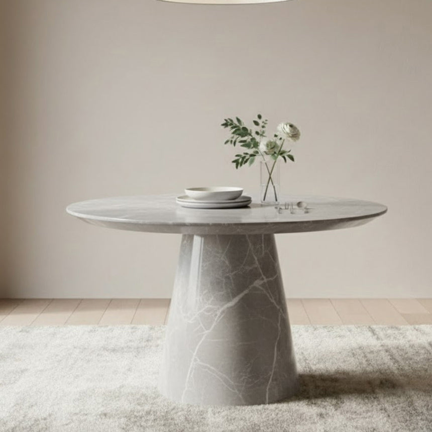 Modena Armani Grey Engineered Marble 4-6 Seater Round Dining Table - 130cm