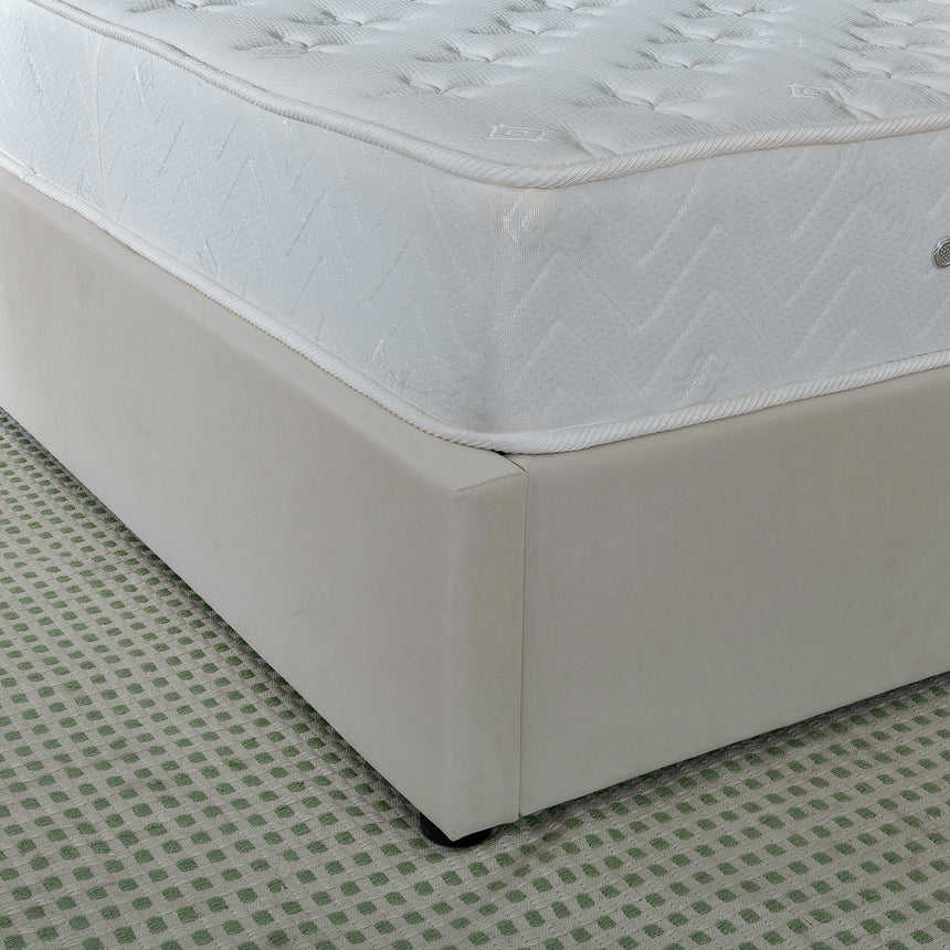 Monaca Beige Fabric Ottoman Storage Bed