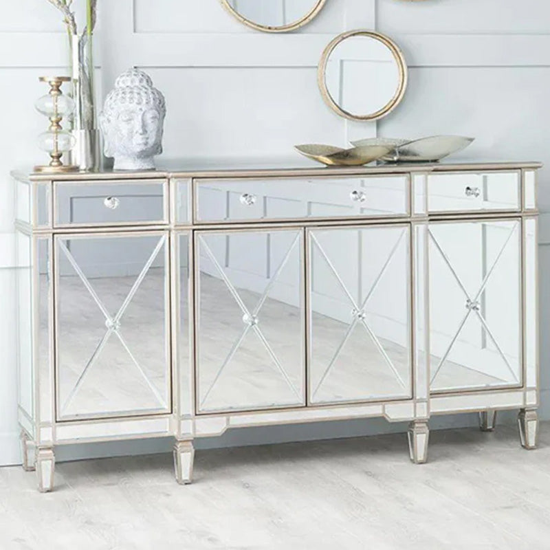 Monza Mirrored Champagne Trim 4 Door Large Sideboard - 160cm