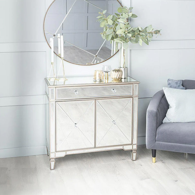 Monza Champagne Trim 2 Door Small Sideboard - 90cm