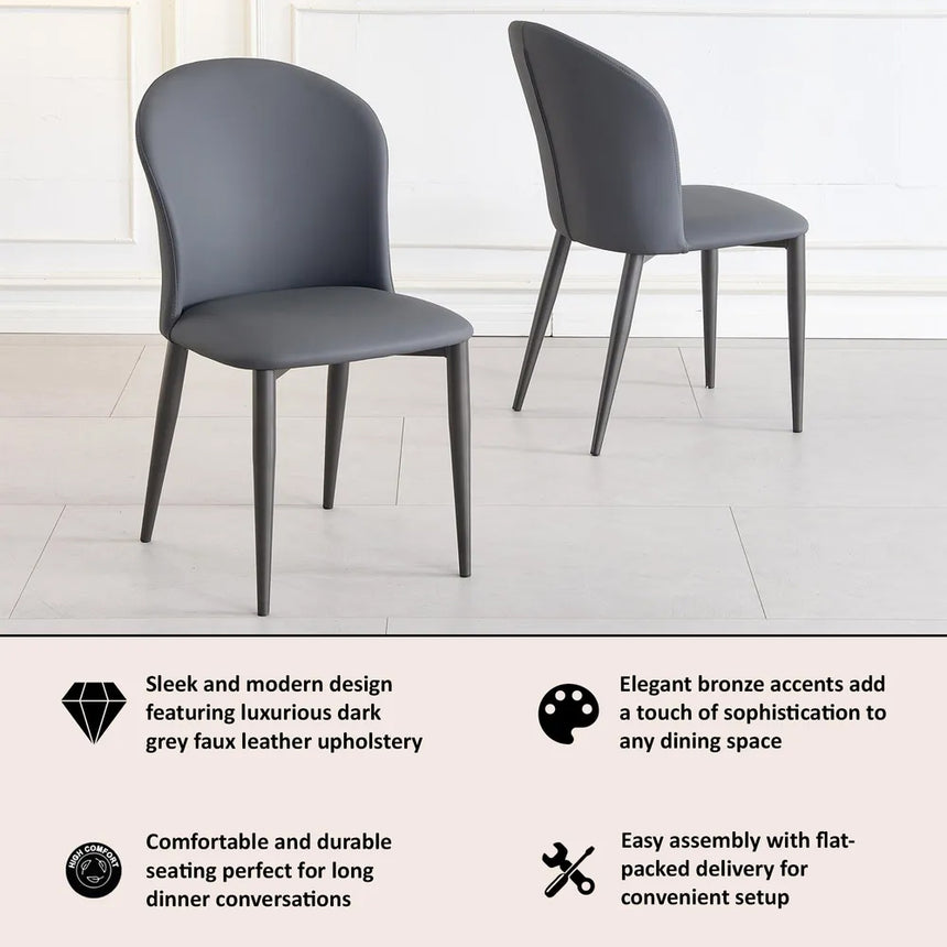 Set of 2 Riviera Faux Leather Dining Chair