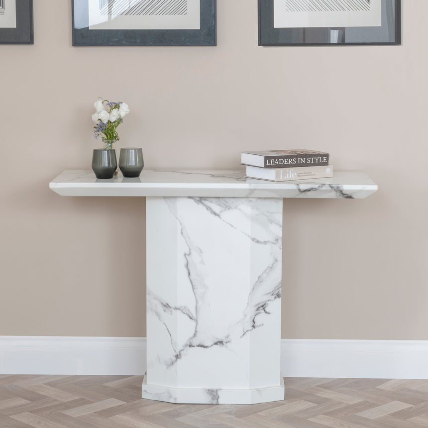 Toronto Marble Console Table with Pedestal Base