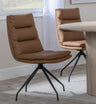 Set of 2 Tuscany  Leather Swivel Dining Chair with Black Legs