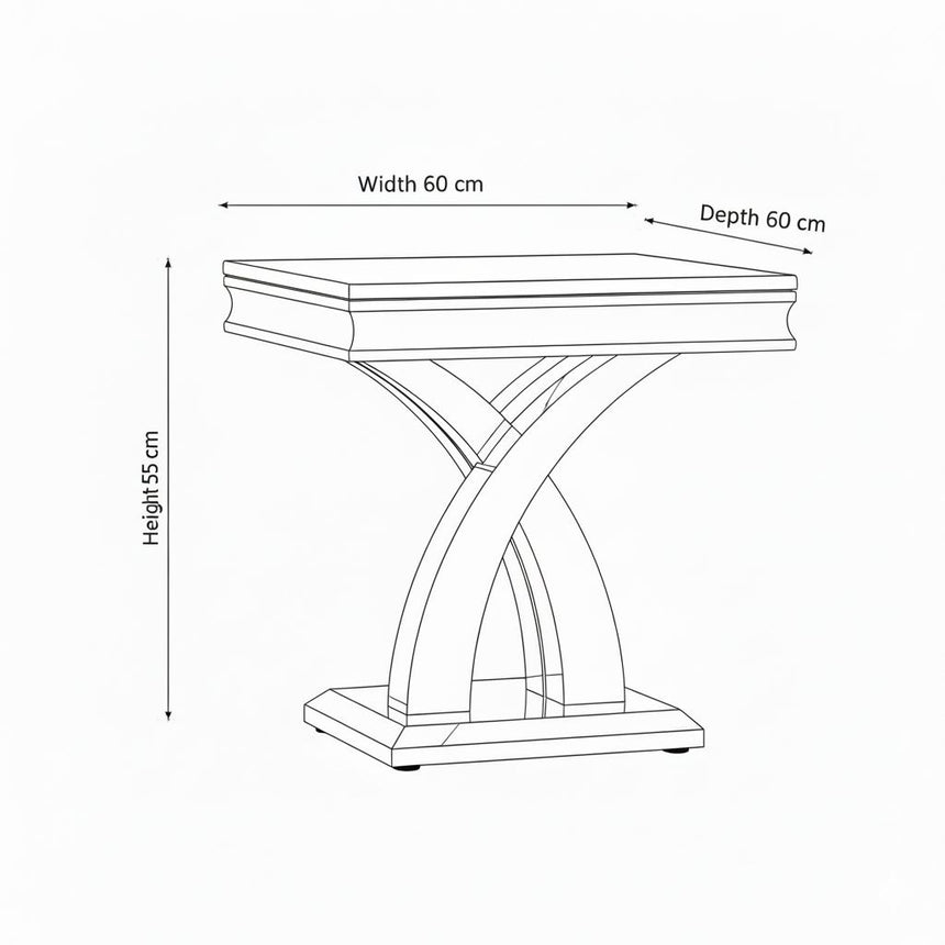 Palermo Grey Marble and Chrome Square Lamp Table with X-Cross Base