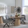 Verbania Oak Oval Dining Set - Altavista Grey Fabric Swivel Dining Chair