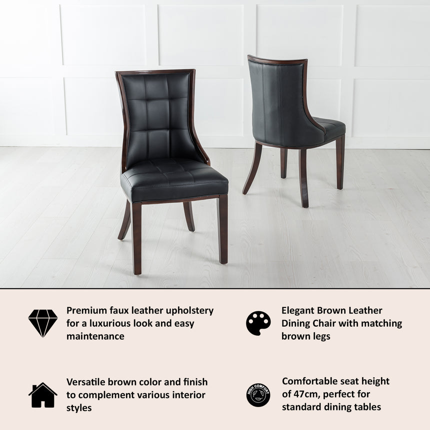 Set of 2 Sandia Leather Dining Chair with Brown Legs