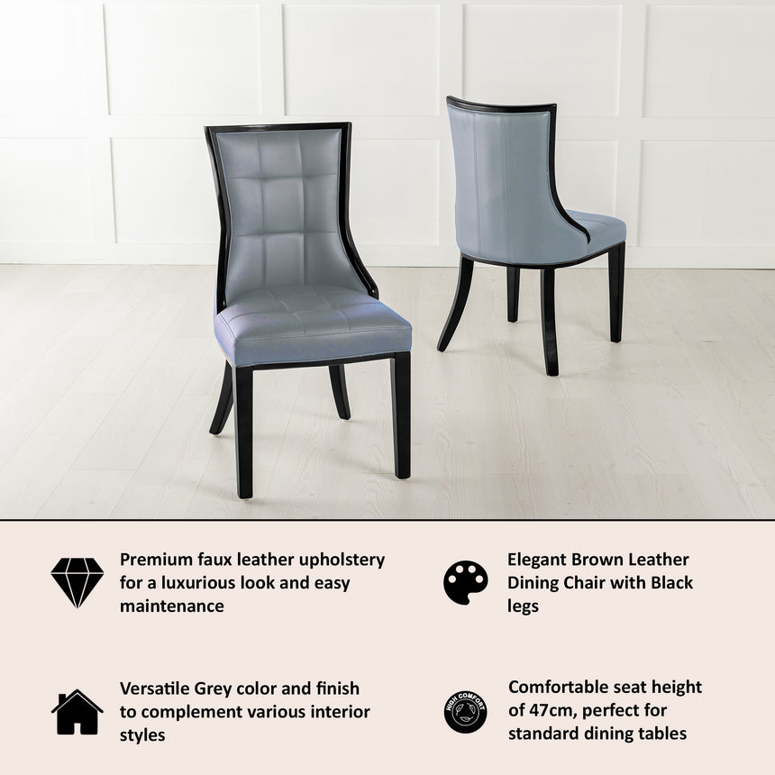 Set of 2 Sandia Leather Dining Chair with Brown Legs
