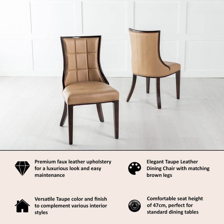 Set of 2 Sandia Leather Dining Chair with Brown Legs