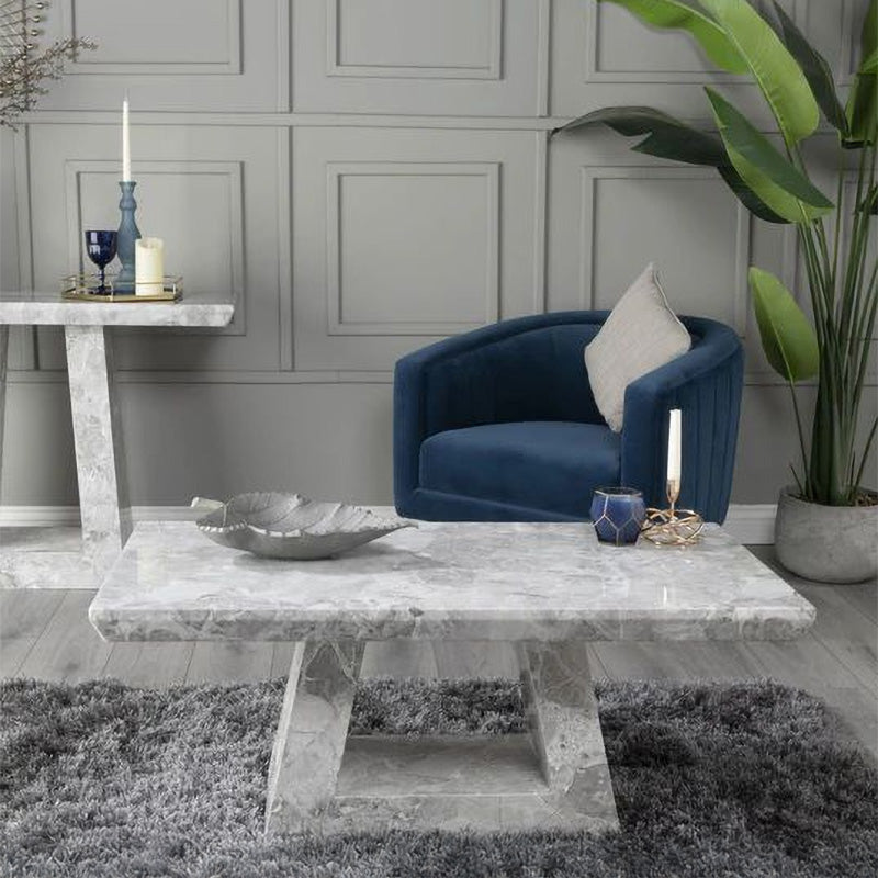 Pisa Marble Coffee Table with Pedestal Base