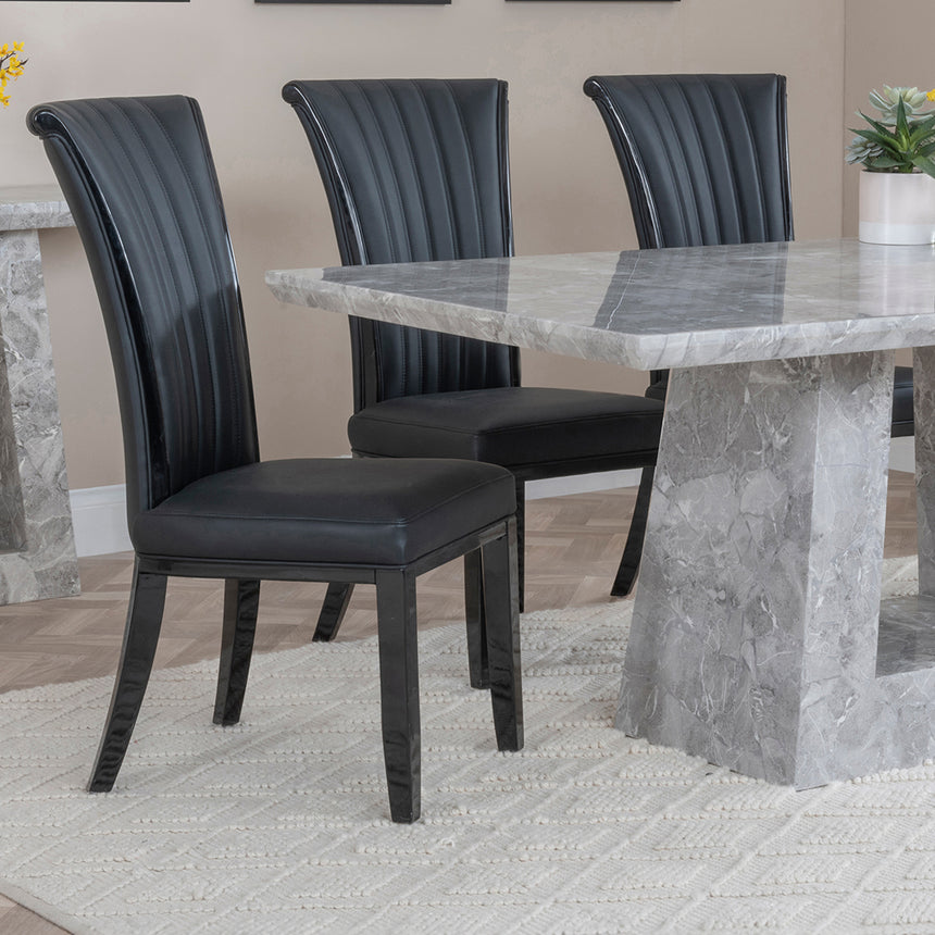 Pisa Marble Dining Set - Milazzo Leather Dining Chair
