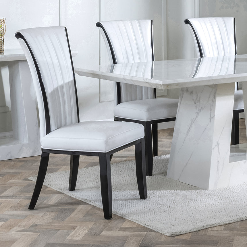 Pisa Marble Dining Set - Milazzo Leather Dining Chair