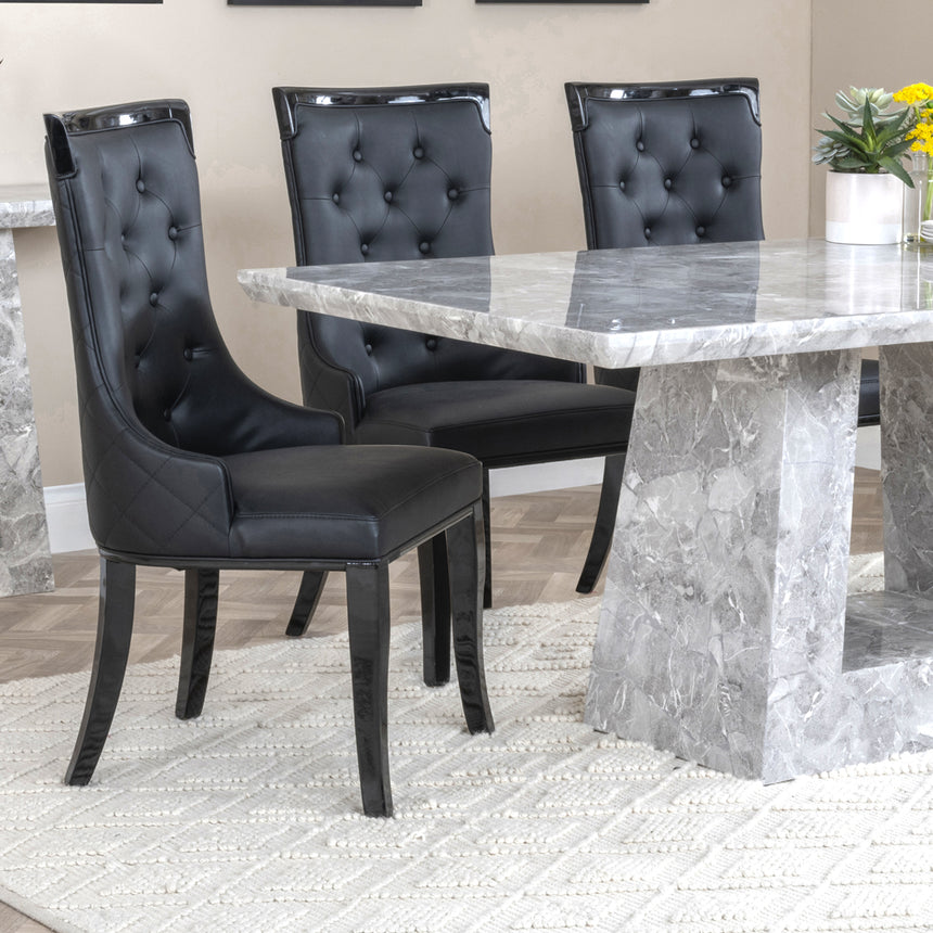 Pisa Marble Dining Set - Modica Leather Dining Chair
